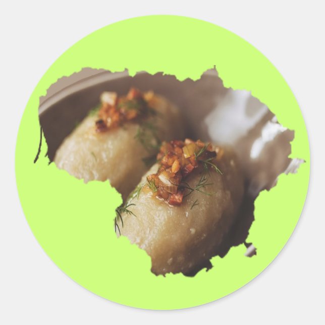 Lithuania Country Outline With Potato Dish Runder Aufkleber (Vorderseite)