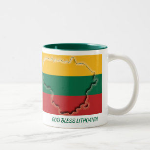 LITHUANIA FLAG MAP-Skript, kundenspezifisch weiß Zweifarbige Tasse