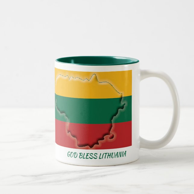 LITHUANIA FLAG MAP-Skript, kundenspezifisch weiß Zweifarbige Tasse (Rechts)
