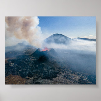Litli Hrutur volcano eruption in Iceland Poster