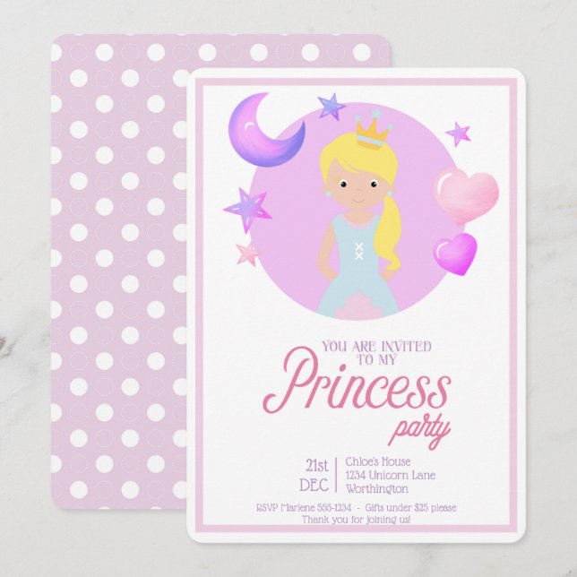 Litte Princess Geburtstagsparty Einladung (Vorne/Hinten)