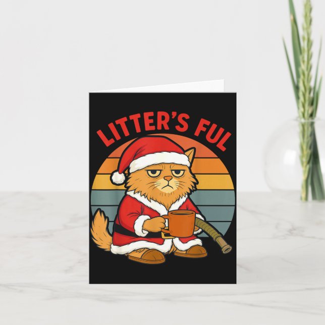 Litter’s Full Cat Christmas Costume Tired Litter’s Karte (Vorderseite)
