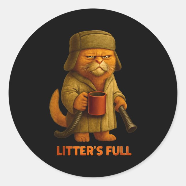 Litter’s Full Cat Parody Tee  Runder Aufkleber (Vorderseite)