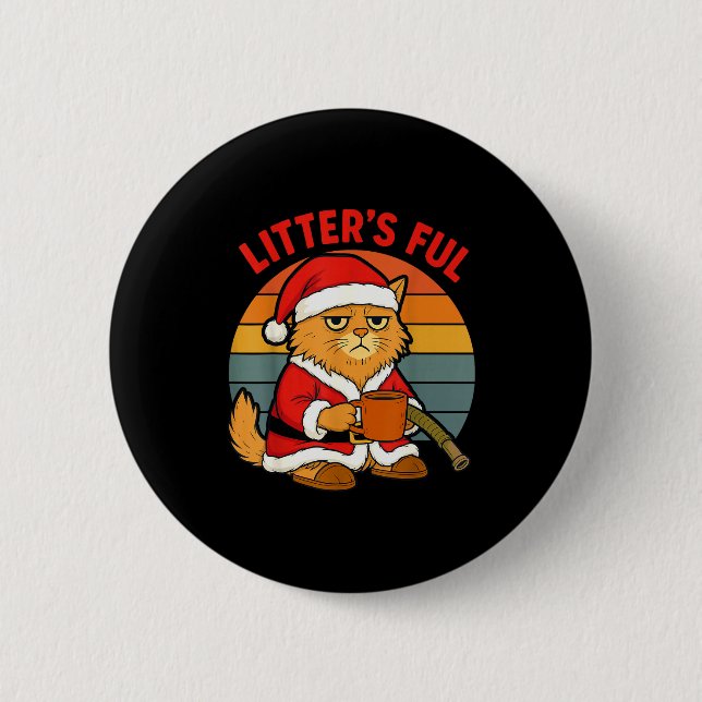 Litter’s Full Cat Weihnachtskostüm Müdes Litter’s Button (Vorderseite)