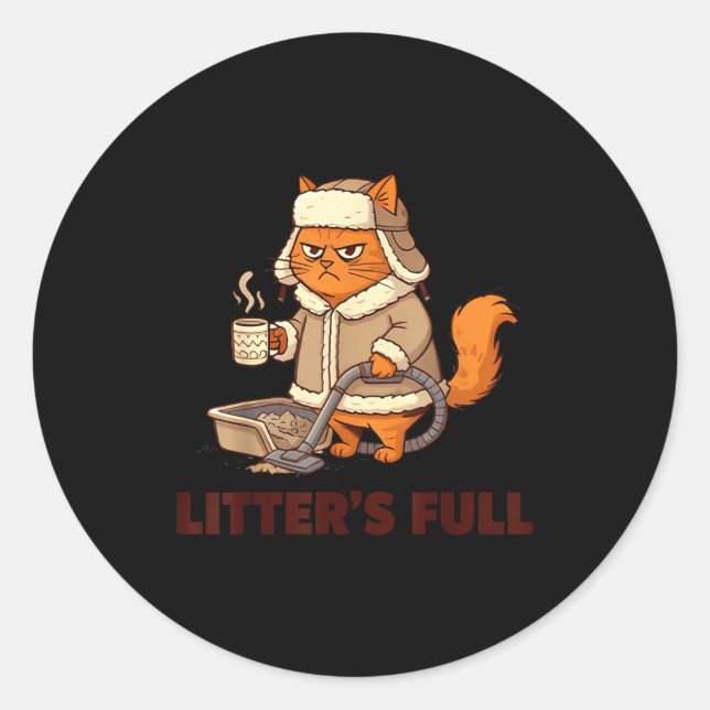 Litter’s Full Funny Cat Lovers Christmas Xmas  Runder Aufkleber (Vorderseite)