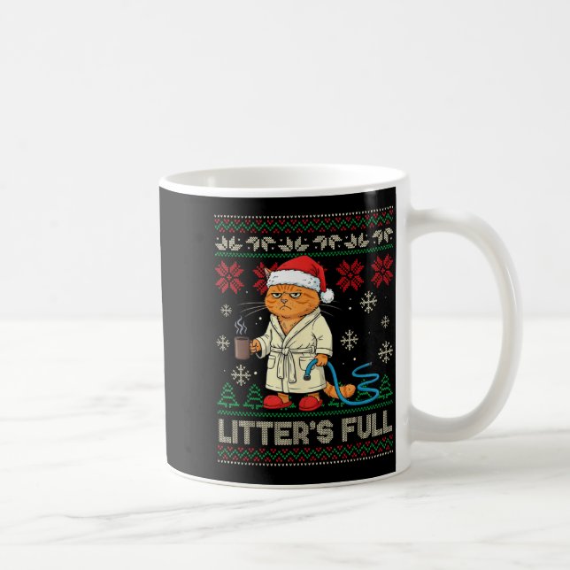 Litter’s Full Funny Cat Lovers Ugly Christmas Swea Kaffeetasse (Rechts)