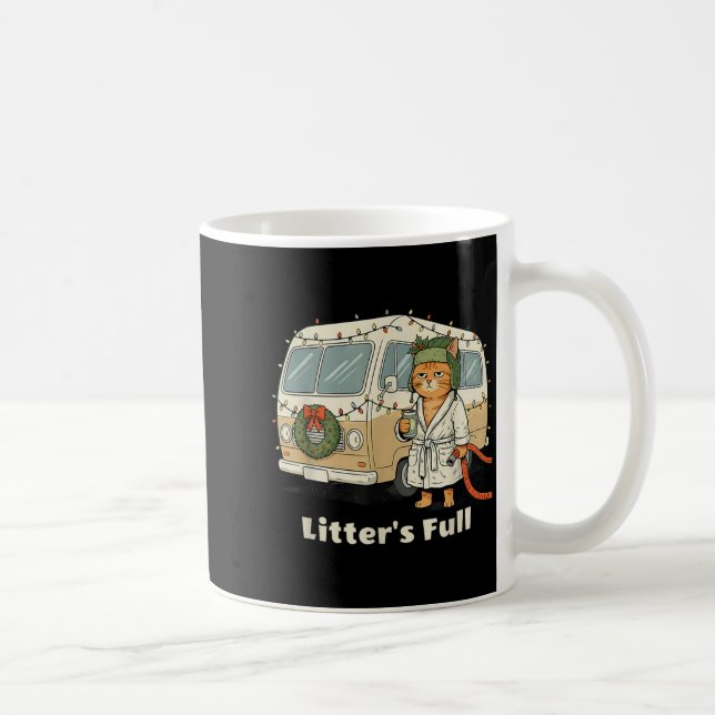 Litter's Full Christmas Cat, Funny Christmas Kitty Kaffeetasse (Rechts)