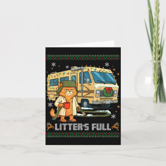 Litter's Full Funny Silly Cat Holding Coffee Meme  Karte (Vorderseite)