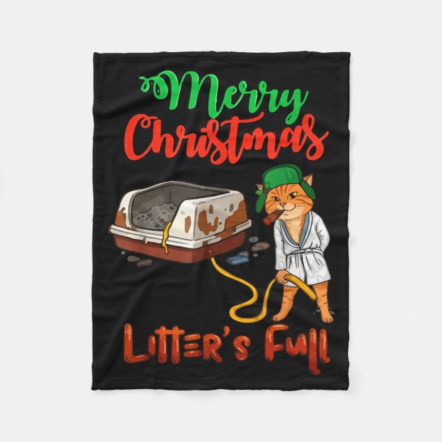 Litter's Full Merry Christmas Funny Cat Lovers Hol Fleecedecke (Vorderseite)