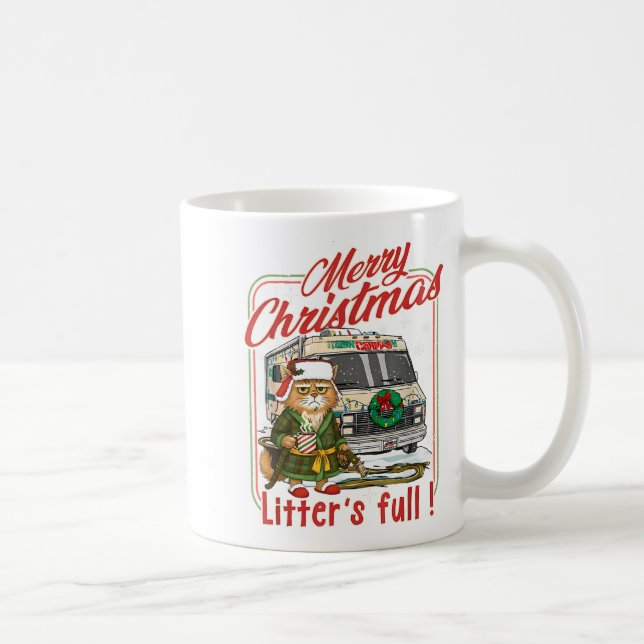 Litter's Full Merry Christmas Funny Cat Lovers Hol Kaffeetasse (Rechts)