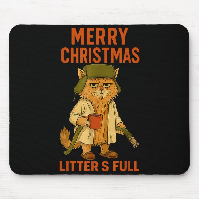 Litter's Full Merry Christmas Funny Cat Lovers Hol Mousepad (Vorne)