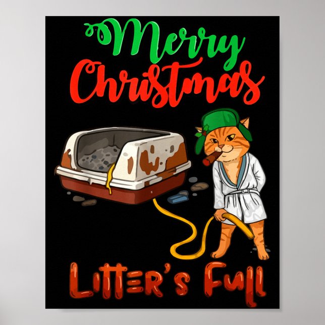 Litter's Full Merry Christmas Funny Cat Lovers Hol Poster (Vorne)