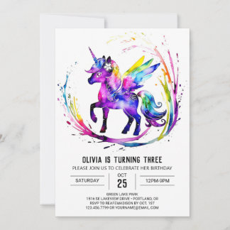 Little Adorable Unicorn Digital Geburtstag Einladung