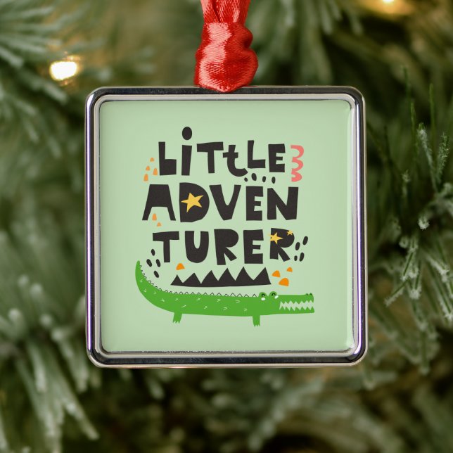 Little Adventurer Alligator Ornament Aus Metall (Baum)
