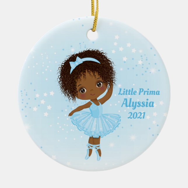 Little African American Ballerina Round Ornament (Vorne)