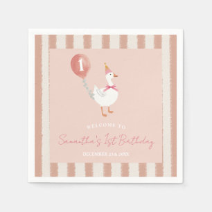 Little Albern Gänsepink Ballon Geburtstagspapier Serviette