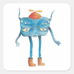 Little Alien Pi Quadratischer Aufkleber