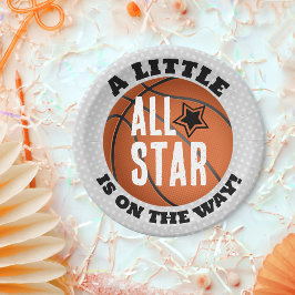 Little All Star auf dem Weg Basketball Baby Dusche Pappteller
