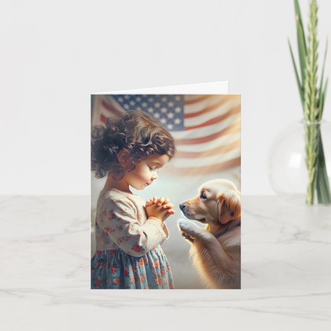 Little American Girl Praying Karte (Vorderseite)