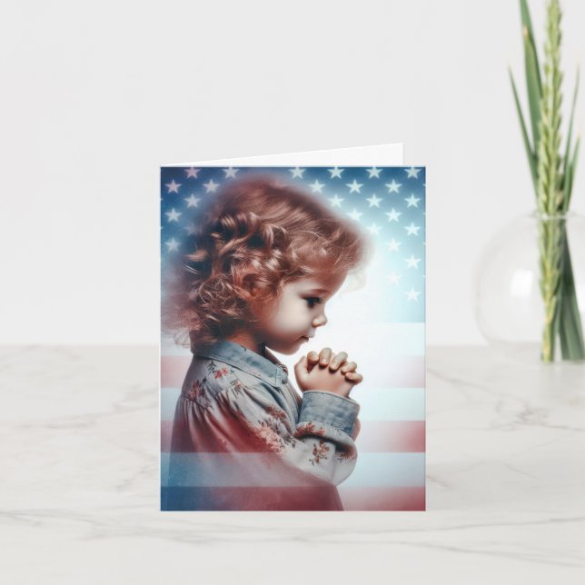 Little American Girl Praying Karte (Vorderseite)