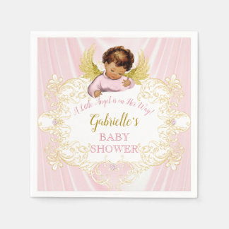 Little Angel auf ihrem Weg Pink Gold Girl Ethnic Serviette