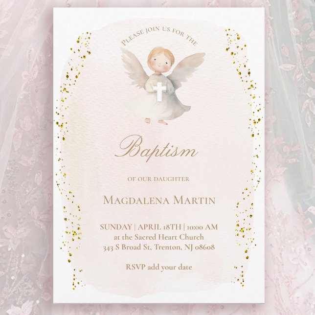 little angel baby girl | Baptism Invitation Einladung (Von Creator hochgeladen)