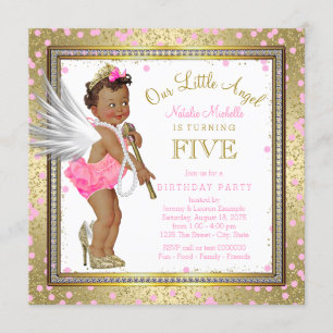 Little Angel Ethnic Girls 5. Geburtstagsparty Einladung