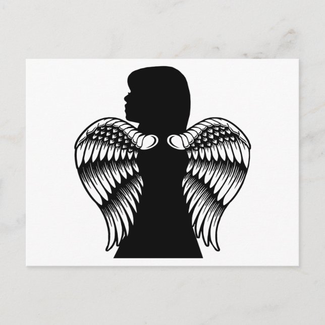 Little Angel Girl Child Silhouette Art Postkarte (Vorderseite)