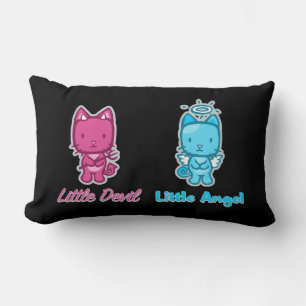 Little Angel, Little Devil Cartoon Kitty Cat Lendenkissen