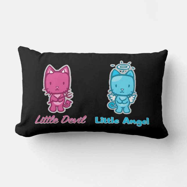 Little Angel, Little Devil Cartoon Kitty Cat Lendenkissen (Vorderseite)