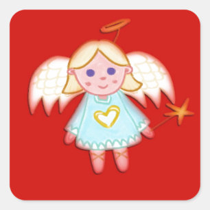 Little Angel on Red Aufkleber