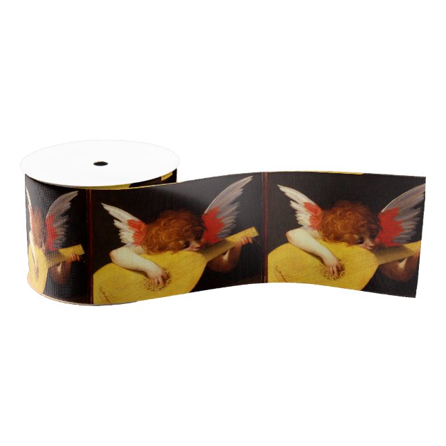 LITTLE ANGEL PLAYING LUTE Music Making Cherub Ripsband (Spule)