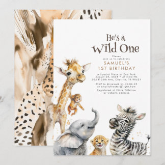 Little Animals Jungle Safari Wild 1 1. Geburtstag Einladung