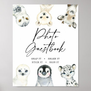 Little Arctic Baby Shower Foto Gästebuch Zeichen