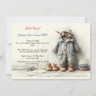 Little Aviator 1. Geburtstag Party Einladung