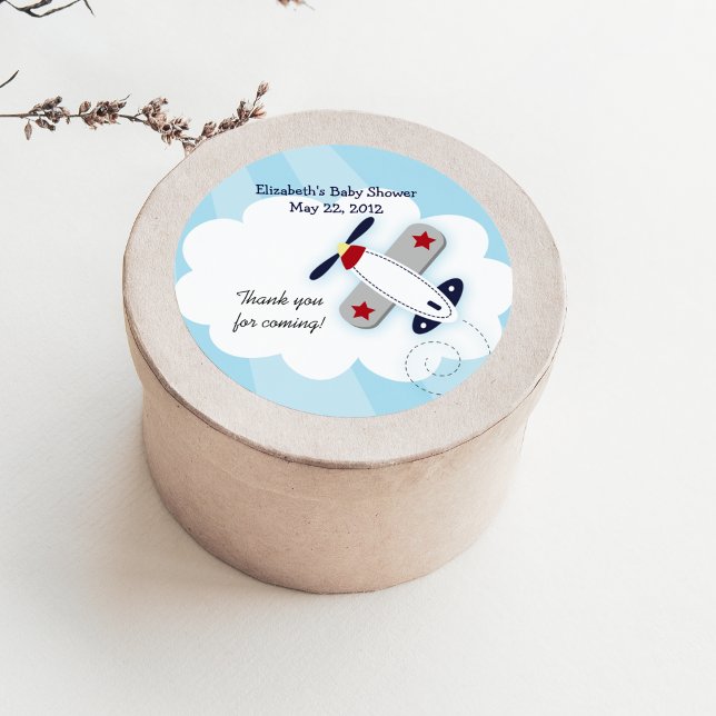 Little Aviator (blau) Gefallen Stickers (Little Aviator Baby Shower Favor Stickers)