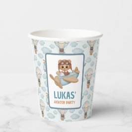 Little Aviator Party Baby Bear Pastel Birthday Pap Pappbecher