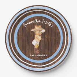 Little Baby Cowboy Western Blue Baby Dusche Pappteller