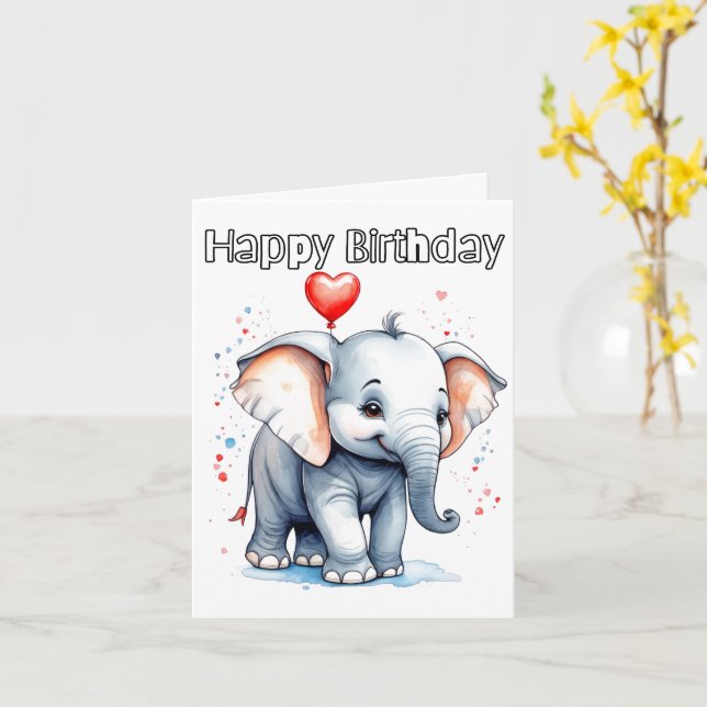 Little Baby Elephant Happy Birthday Karte (Gelbe Blume)