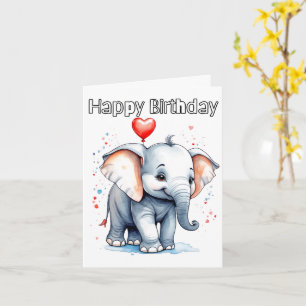 Little Baby Elephant Happy Birthday Karte