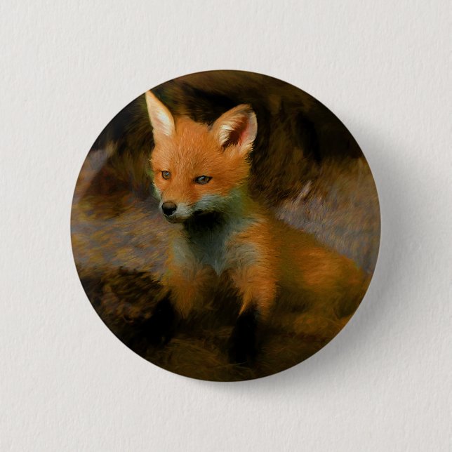 Little Baby Fox Cub Portrait Button (Vorderseite)