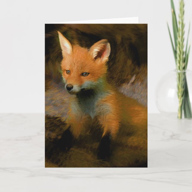 Little Baby Fox Cub Portrait Card Karte (Vorderseite)