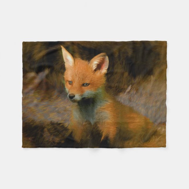Little Baby Fox Cub Portrait Fleecedecke (Vorderseite (Horizontal))