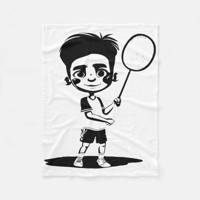 Little Badminton Boy Racket Sports Shuttle Fleecedecke (Vorderseite)