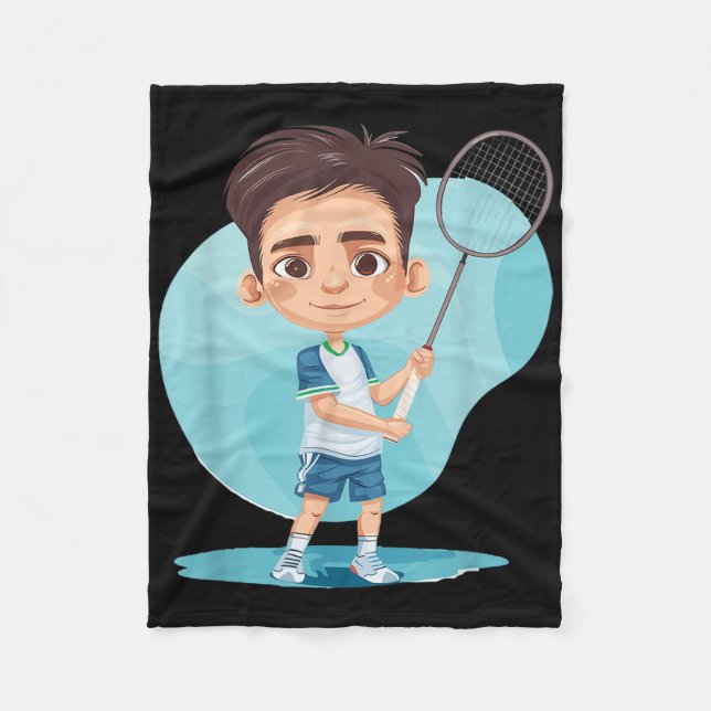 Little Badminton Player Shuttle Game For Boys  Fleecedecke (Vorderseite)