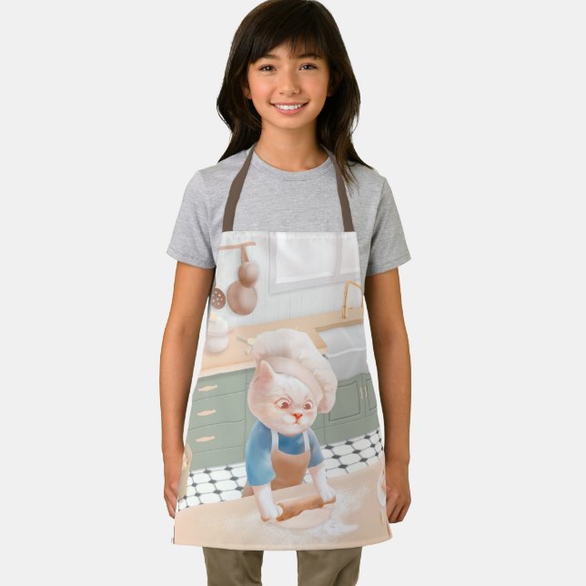 Little Baker Cat: Cozy Morning Kneading Art Schürze (Insitu)
