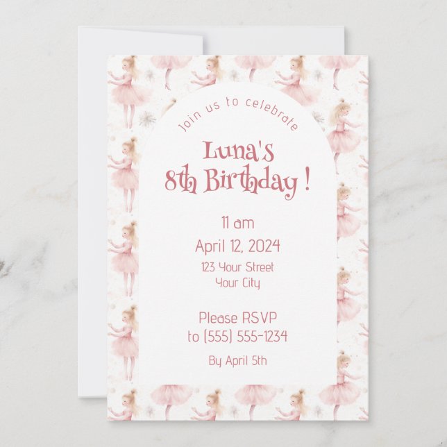 Little Ballerina #9 - Blonde Girl Einladung (Vorderseite)