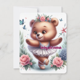 Little Ballerina Bear Birthday Thank-You Card Feiertagskarte