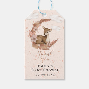 Little Bambi mit Blume Crescent Moon & Clouds Geschenkanhänger