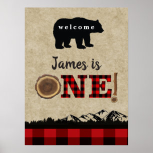 Little Bären Flannel Lumberjack Begrüßungszeichen Poster